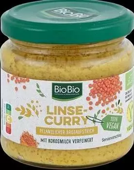 Bio Bio Linse-Curry Pflanzlicher Brotaufstrich