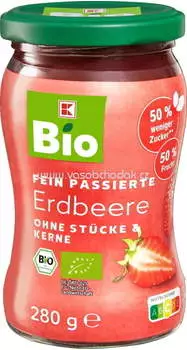 K-Bio Erdbeere, 50 % weniger Zucker