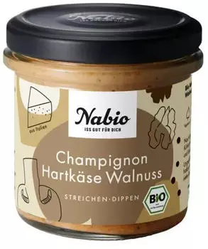 Nabio Brotaufstrich Champignon K&auml;se und Walnuss Bio 135g