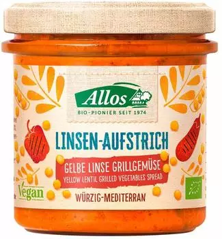 Allos Linsen-Aufstrich gelbe Linsegrillgem&uuml;se Bio 140g