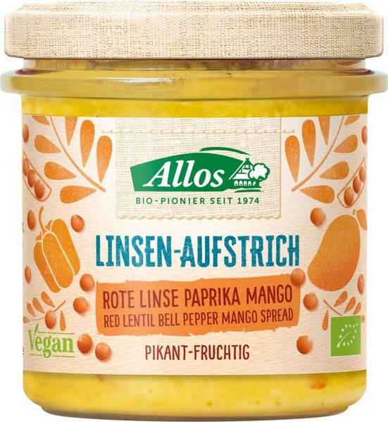 Allos Bio Linsen-Aufstrich Rote Linse Paprika Mango (140g)