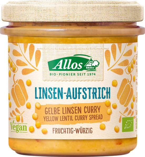 Allos Bio Linsen-Aufstrich Gelbe Linse Curry (140g)