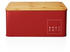 Lumaland Cuisine Brotkasten aus Metall mit Bambus Deckel - Rechteckig 30,5 x 23,5 x 14 cm - Rot