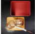 Lumaland Cuisine Brotkasten aus Metall mit Bambus Deckel - Rechteckig 30,5 x 23,5 x 14 cm - Rot