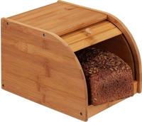 Relaxdays Brotkasten Bambus, Rolldeckel, 20,2 x 27 x 18,2cm