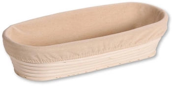 Kesper Gärkörbchen mit Stoffeinlage, 35 x 15 cm, Höhe 8 cm, Brotkorb aus Rattan, Servierkorb