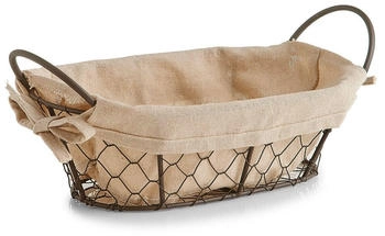 Zeller Brotkörbchen, Draht/Leinen, Braun/Beige, 26 x 17 x 9 cm, 18090