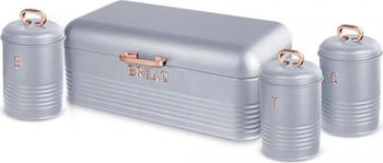 BerlingerHaus Brotkasten und Küchendosen-Set grau-roségold Brotaufbewahrung Grau
