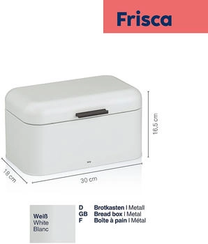 Kela Brotkasten FRISCA aus Metall 30 x 18 x 16,5 cm weiß matt
