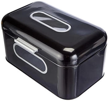 Echtwerk Brotkasten Retro small, Metall, Klappdeckel, 30 x 20 x 16,5 cm, schwarz
