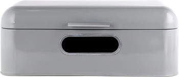 Echtwerk Brotkasten Retro single window, Metall, Klappdeckel, 42,5 x 23,8 x 17 cm, grau