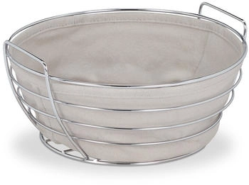 Relaxdays Runder Brotkorb Metall mit Stoffeinsatz Grau,Silber