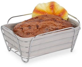 Relaxdays Brotkorb Metall mit Stoffeinsatz Weiß,Grau