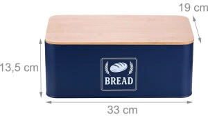 Relaxdays Brotkasten mit Bambusdeckel Retro-Design Weiß,Dunkelblau,Hellbraun