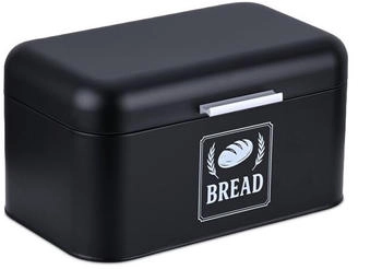 Relaxdays Retro Brotkasten mit Deckel & Griff Schwarz,Silber