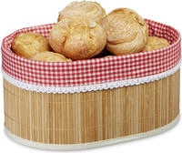 4 X Brotk&ouml;rbchen Bambus, Stoffeinsatz, Hxbxt: 16,5 X 33,5 X 23,5 Cm,