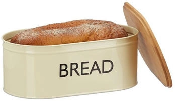Relaxdays 2 x Brotkasten Retro XL Beige,Hellbraun,Schwarz