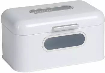 Echtwerk Brotkasten Retro small, Metall, Klappdeckel, 30 x 20 x 16,5 cm, weiß
