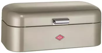 Wesco Brotkasten Grandy, Stahlblech, Klappdeckel, 42 x 22 x 17cm, neusilber
