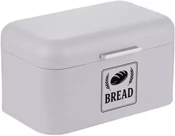 Relaxdays Retro Brotkasten mit Deckel & Griff Silber,Grau