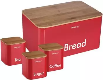 KINGHOFF Stahl Brotkasten + 3 Behälter Kh-1085