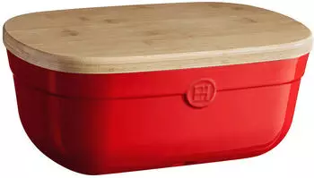 Emile Henry Brotkasten mit Holzbrett in grand cru