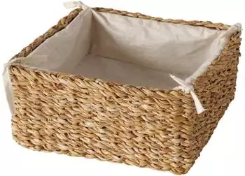 Boltze Sophy Brotkorb handgewebt aus Seegras mit Baumwoll-Inlett, 25x25cm