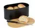 Relaxdays Brotkasten Bambus & Stahl, Deckel als Schneidebrett, 15,5x34x18,5cm, schwarz