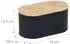 Relaxdays Brotkasten Bambus & Stahl, Deckel als Schneidebrett, 15,5x34x18,5cm, schwarz