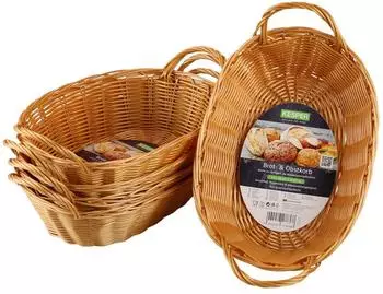 Kesper Brotkorb mit Griff, Kunststoff, braun, 5er-Pack (1783615)