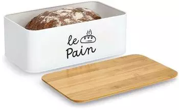 Zeller Brotkasten „Le Pain" Metall/Bambus, weiß (25167)