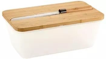 Kesper Brotbox mit Schneidebrett und Messer, transparent, Bambus/Melamin (58480)