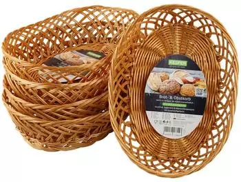 Kesper Brot- & Obstkorb oval, braun, Kunststoff, 5er-Set (1784415)