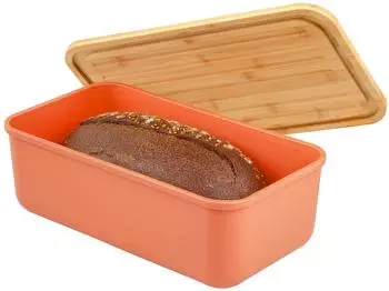 bremermann Brotkasten mit Bambus-Deckel und Schneidebrett, rotbraun, Kunststoff