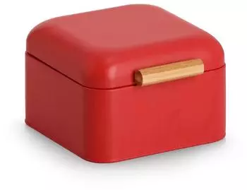 Zeller Brotkasten Metall/Bambus, rot, 20x20x13,5cm (25414)