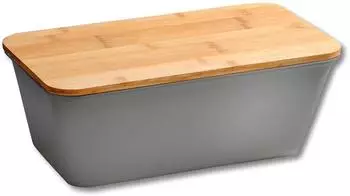 Kesper Brotkasten mit Schneidbrett-Deckel, Bambus/Melamin, natur/schwarz, 21,5x17x36cm