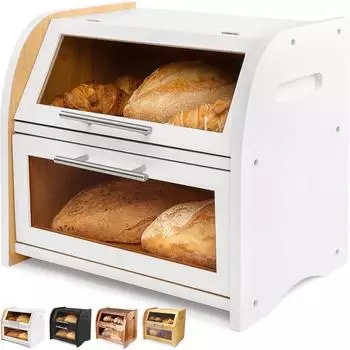 Gerster Brotkasten aus Bambus mit Belüftung und Sichtfenster (40x26x37cm)