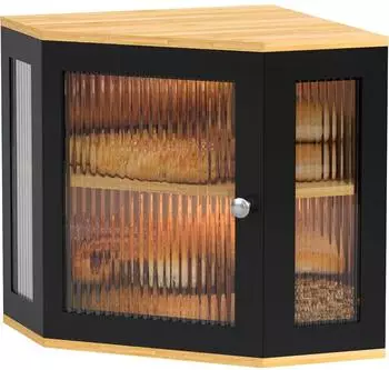 Gerster Brotkasten Bambus, 2 Etagen, Glasdeckel, 32x32x35cm