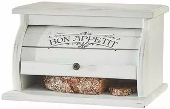 Loberon Brotbox "Bon Appétit" antikweiß, Rolldeckel (22766-5-1)
