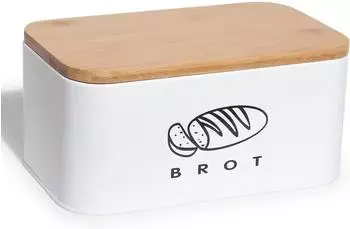 Gerster Theo&Cleo Brotkasten Metall mit Bambusdeckel, mehrfarbig (18x14x30cm)