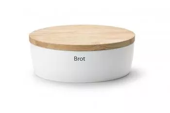 Continenta Brottopf mit Holzdeckel oval (36 x 23 cm) weiß