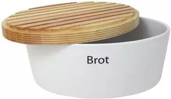 Continenta Brottopf mit Holzdeckel oval (27 x 20 cm) wei&szlig;