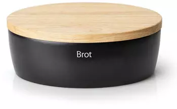 Continenta Brottopf mit Holzdeckel oval (36 x 23 cm) schwarz Continenta Brottopf mit Holzdeckel oval (36 x 23 cm) schwarz