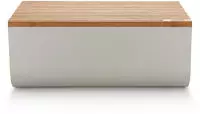 Alessi BG03 WG Mattina Brotkasten, Stahl Bambusholz, Warm Grey