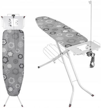Kadax Klappbares Bügelbrett mit Steckdose 120x38cm Grau
