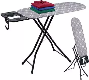 Relaxdays B&uuml;gelbrett & Dampfst&auml;nder 109,5x35cm, wei&szlig;/schwarz/grau