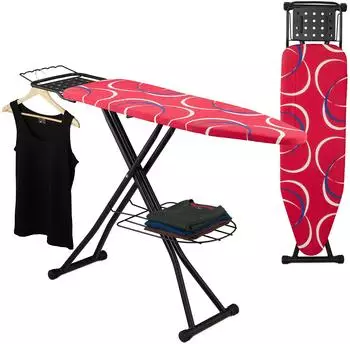 Relaxdays Bügelbrett 110x33cm, rot/schwarz