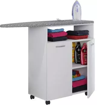 VCM Bigilo Sideboard mit Bügelbrett, 2 Türen, 112x86x37cm, weiß
