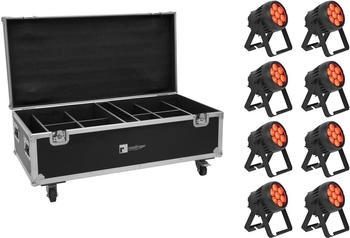 Eurolite Akku IP PAR 7 QCL CRMX MK2 Outdoor 8er Set + Case mit Ladefunktion (20001008)