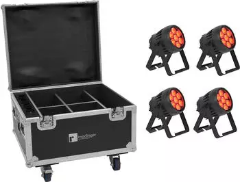 Eurolite AKKU IP PAR 7 QCL CRMX MK2 4er-Set + Case mit Ladefunktion (20001007)